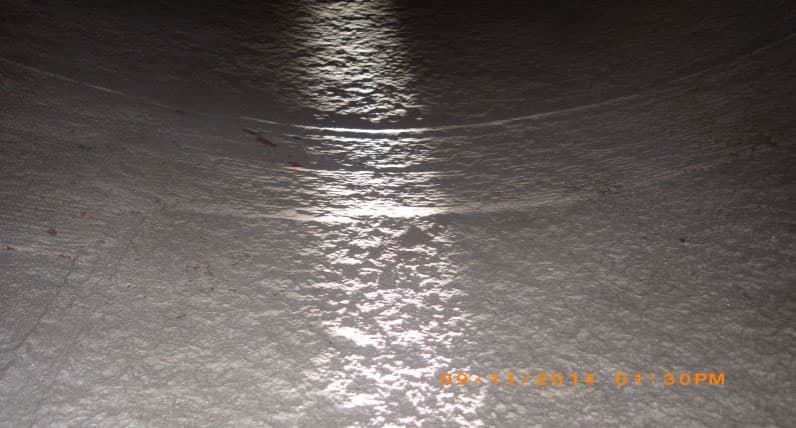 Close-up view of the pitted area