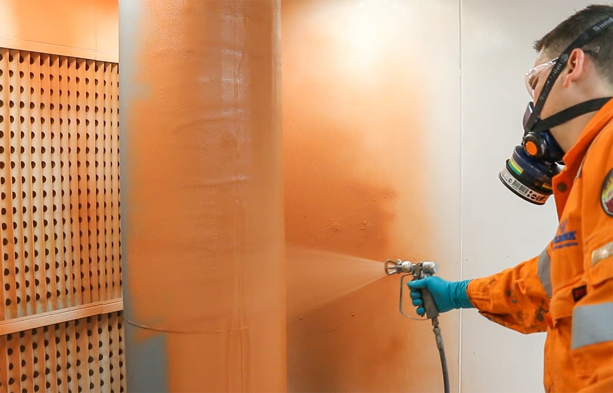 Plural spray application of Belzona 5871