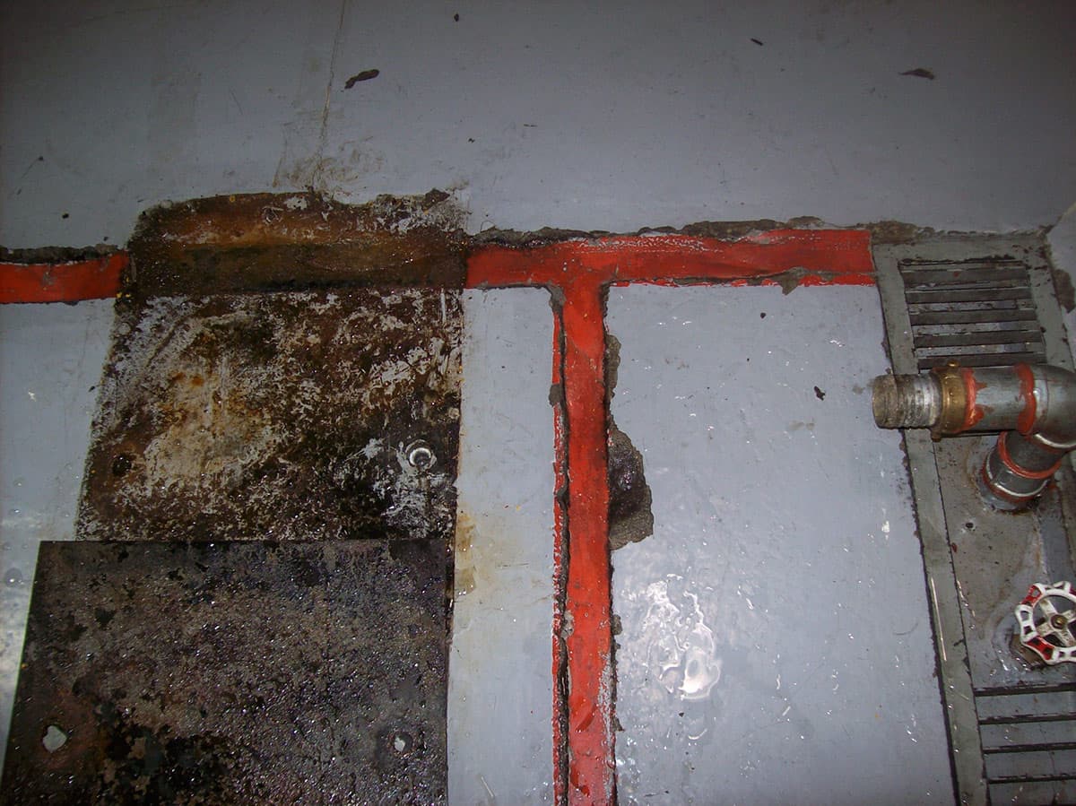 Expansion joint damaged due to chemical attack