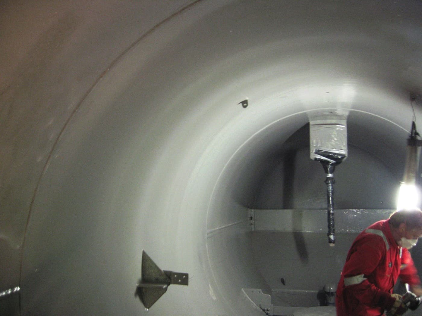 Hot furnace stack prepared and coated in situ while still in operation
